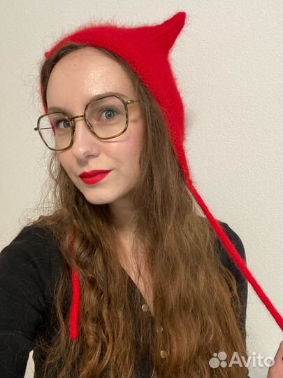 Чепчик с ушками из пуха норки