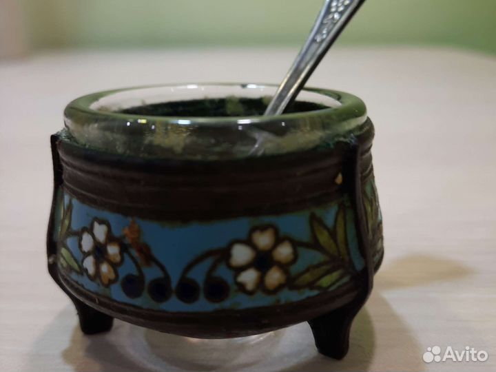 Солонка мельхиор эмаль СССР