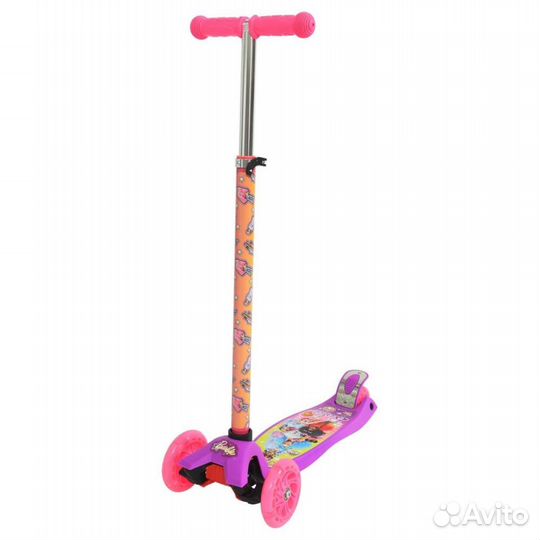 Самокат 3кол. барби упр. накл., кол. pu 120 и 2х80