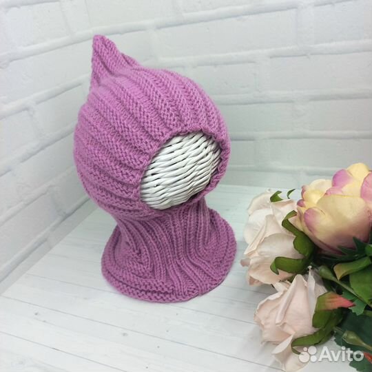 Вязаная шапка-шлем эльф (гномик)