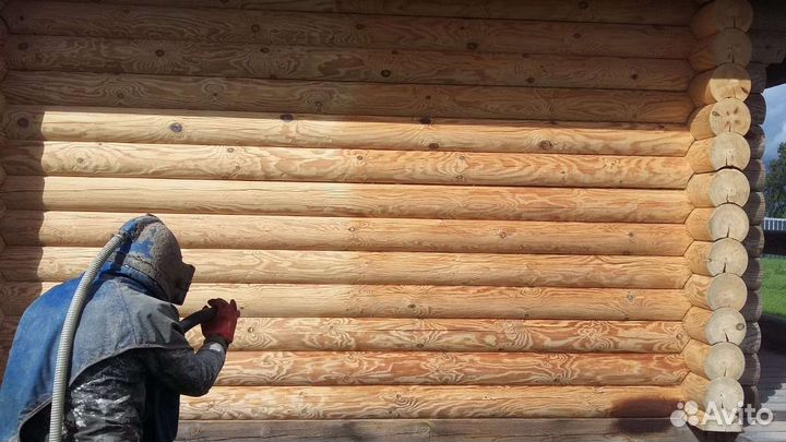Шлифовка полировка сруба дома теплый шов