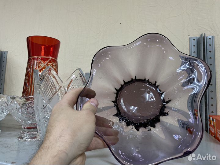 Хрусталь СССР цветное стекло ваза чаша блюдо