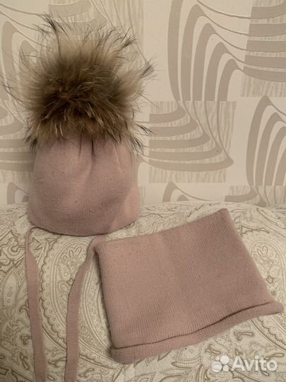 Шапка и снуд для девочки зимняя 46-48