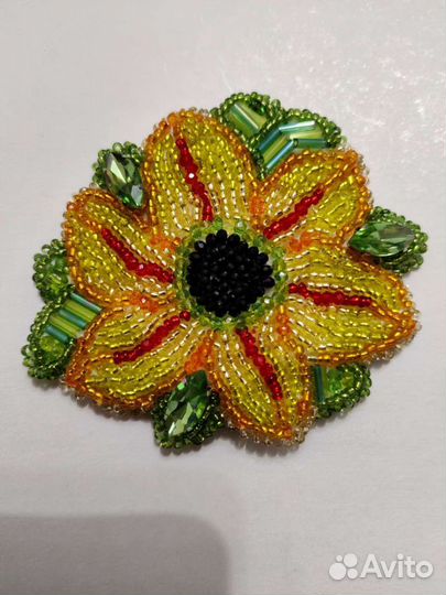 Брошь булавка (подсолнух)