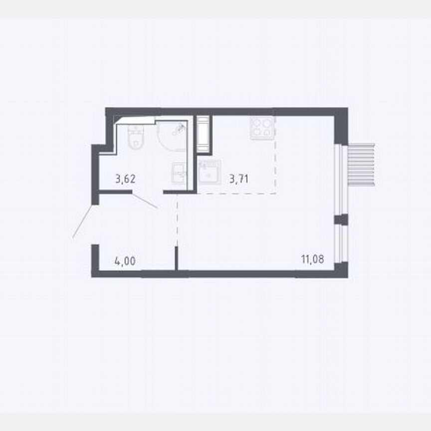 Квартира-студия, 22 м², 15/19 эт.