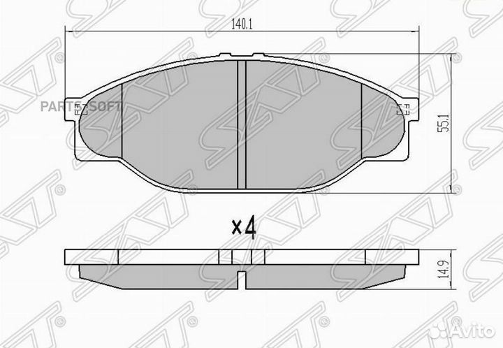 SAT ST-04465-YZZ60 Колодки тормозные перед toyota