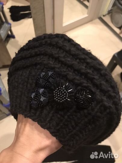 Комплект вязаный шарф и шапка берет