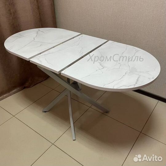 Овальный кухонный раздвижной стол 