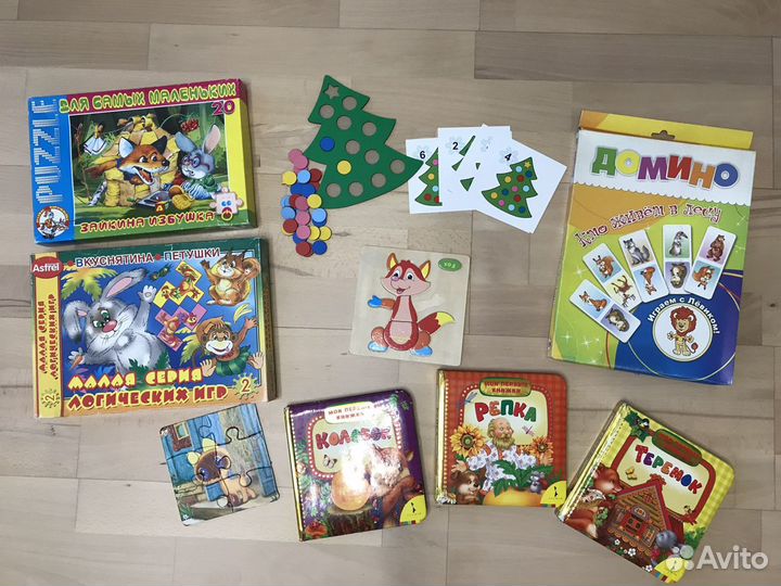 Книги, домино, пазлы и логические игры