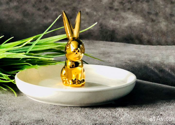Подставка тарелка для украшений кролик керамика