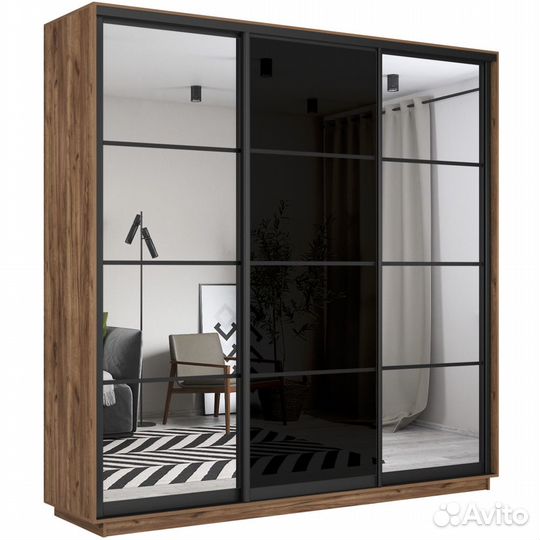 Шкаф-купе 3-дверный шкаф Оптим Двери 4 равные секц