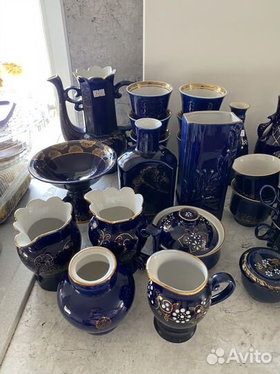 Синяя кобальтовая посуда СССР