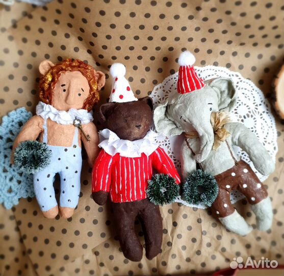 Ватные игрушки зверушки- Циркачи