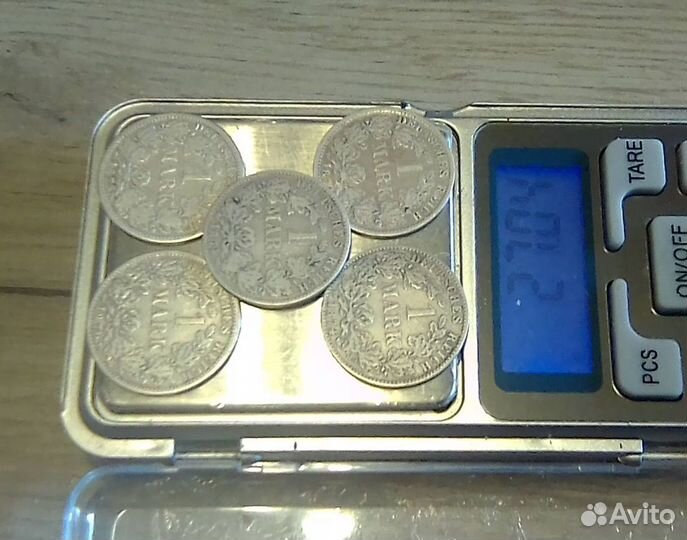 Монеты Вильгельма 1. 1 марка 1874-76, Серебро 900