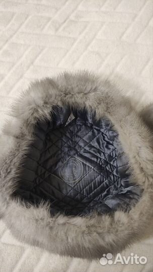 Шапка ушанка мужская голубая норка