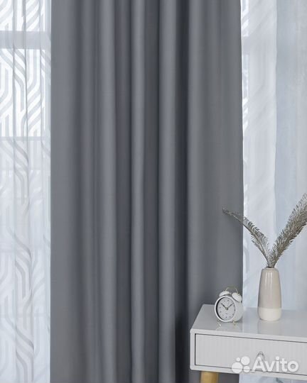 Шторы блэкаут Амадео холодный серый новые пошив