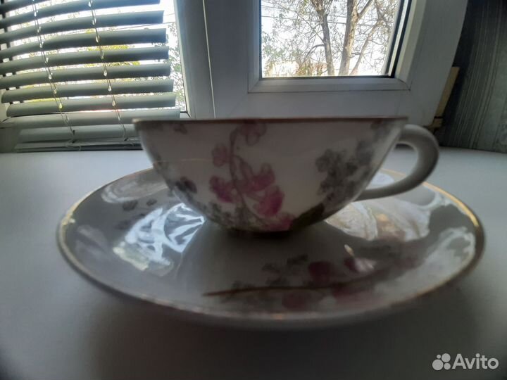 Чайная пара 19 век костяной фарфор