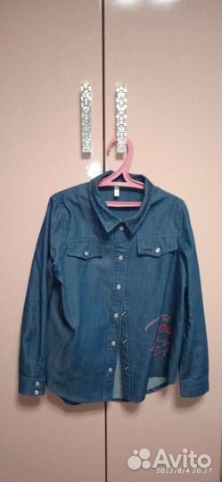 Школьная одежда, джинсовая рубашка от 128 до 140