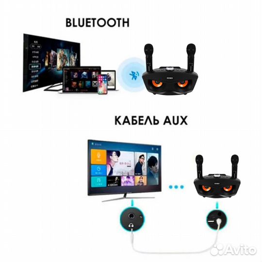 Семейная караоке система на два микрофона, черный