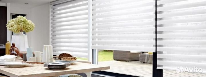 Рулонные шторы 65х160, День-ночь белый Омск