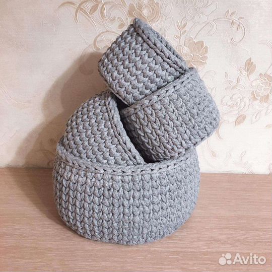 Интерьерные корзинки из трикотажной пряжи