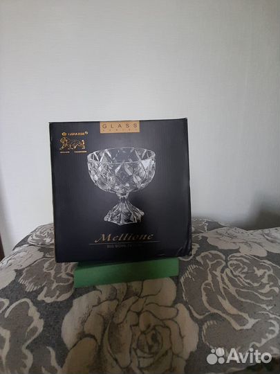 Ваза для фруктов на ножке хрусталь