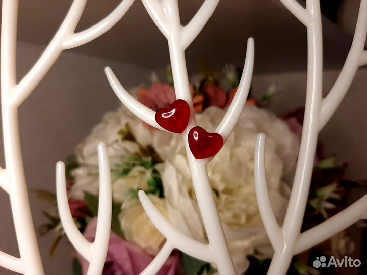 Серьги гвоздики Сердечки в наличии и под заказ