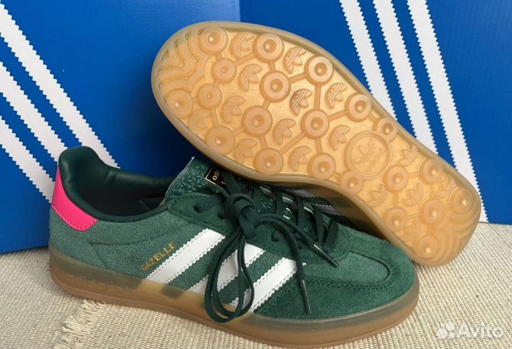 Кеды Adidas Gazelle Indoor Green Lucid Pink