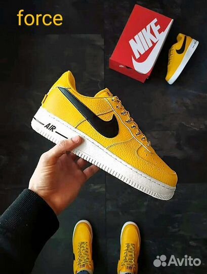 Кроссовки Nike Force Yellow Кожа Натуральная