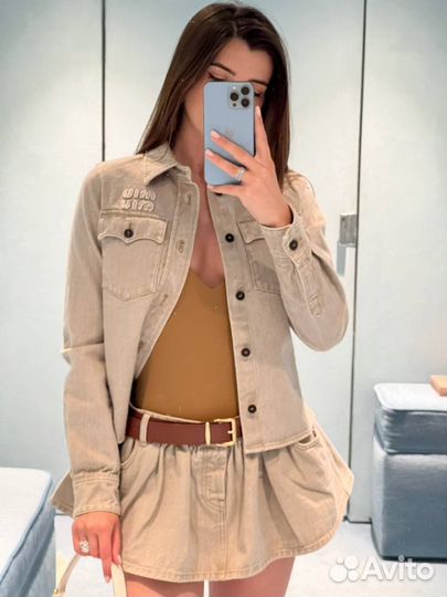 Джинсовая куртка и юбка Miu Miu