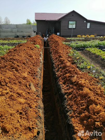 Землекопы. Копка траншeй в ручную. Земляные работы