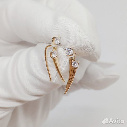 Золотые серьги с фианитом