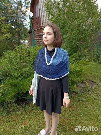 Вязаный платок, палантин, бактус ручная работа