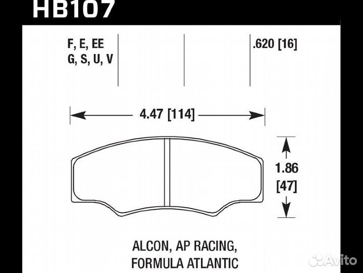 Колодки тормозные HB107U.620 hawk DTC-70 alcon H t