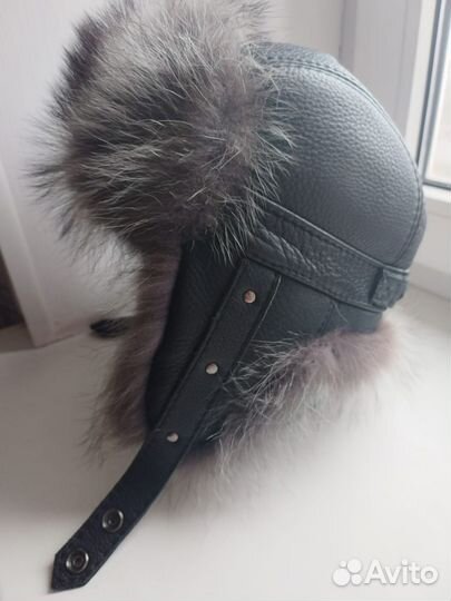 Шапка ушанка кожаная мужская