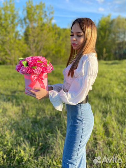 Розы цветы из мыла букет на день рождения юбилей