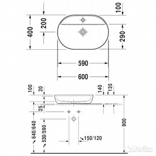 Duravit Luv Раковина на столешницу 600мм Luv, цве