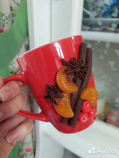 Чашки с декором из полимерной глины