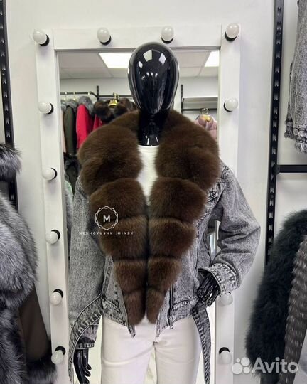 Джинсовая куртка с натуральным мехом