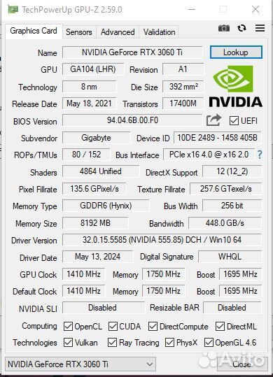 Gigabyte GeForce RTX 3060 Ti eagle OC