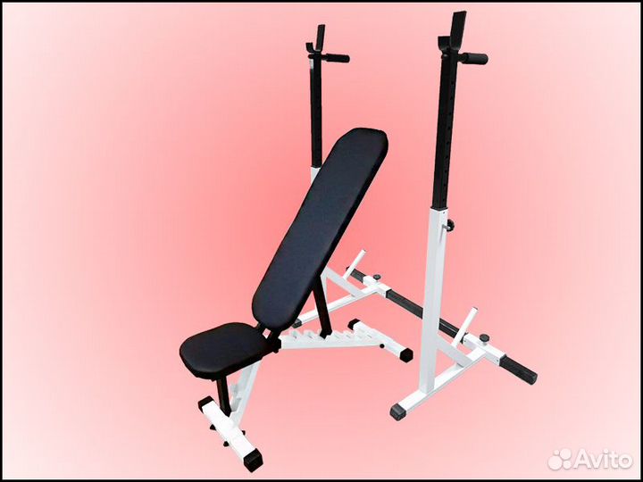 Наклонная скамья со стойками для штанги комплект