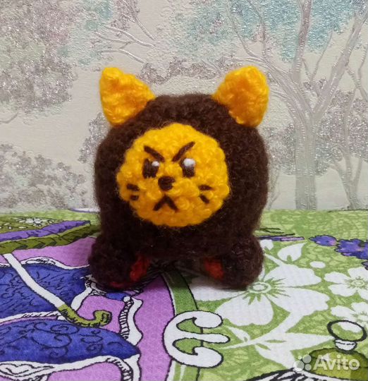 Вязаная игрушка котик перевёртыш