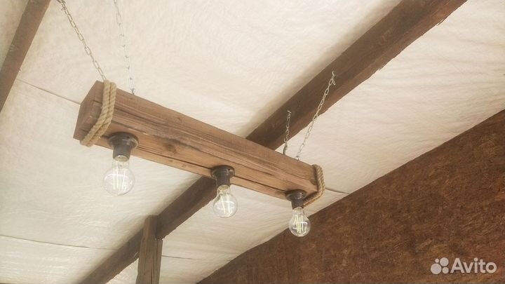 Светильник лофт из бруса