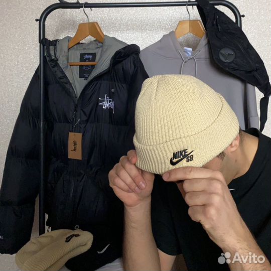 Шапка Nike SB бежевая унисекс демизезон