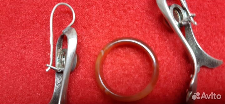 Серебряный набор сердолик