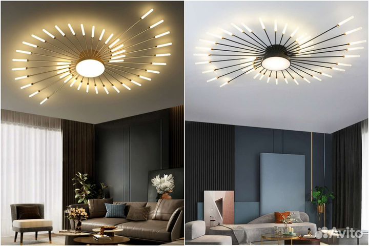 Люстра в современном стиле (золото, черный)