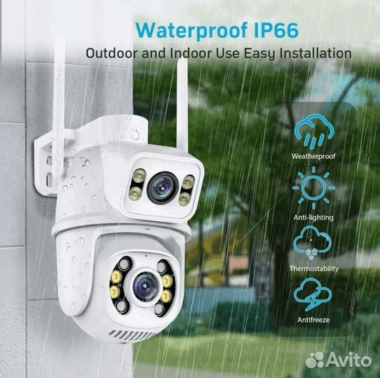 Камера видеонаблюдения wifi уличная 2 объектива
