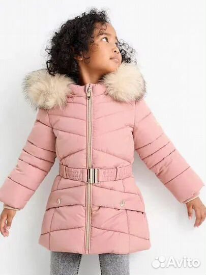 Стеганая куртка- пальто с капюшоном 122, C&A