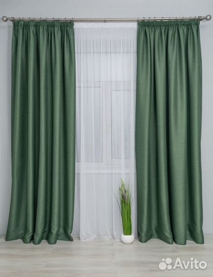 Ночные шторы лен рогожка 2 шт (димаут)