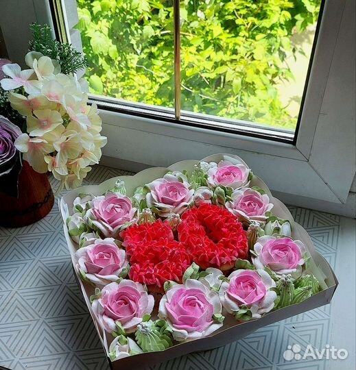 Цветы из зефира в коробочках